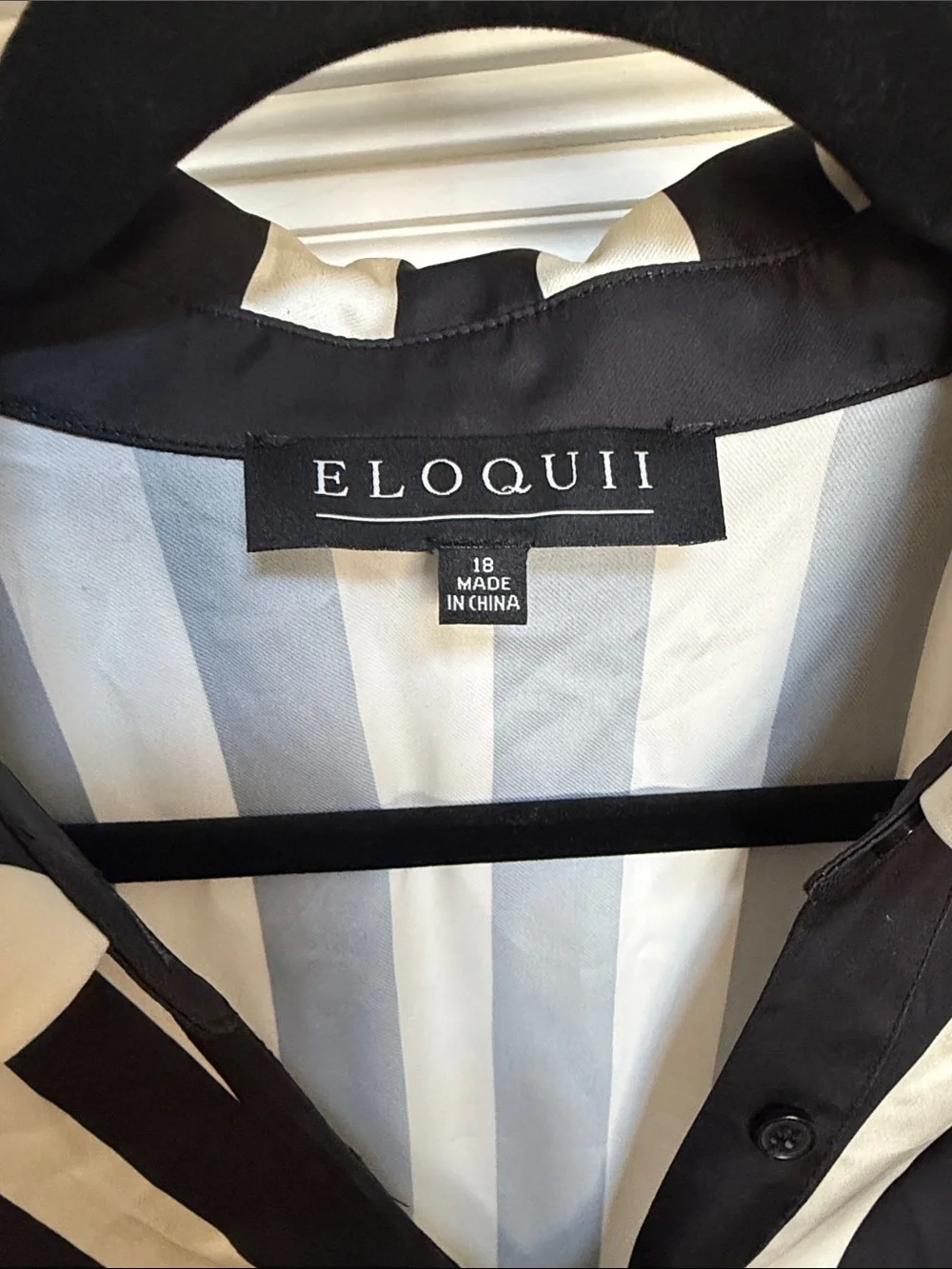 Eloquii Black & off White Diagonal Stripe Wrap Shirt Dress Sz 18 - Picture 3 of 10
